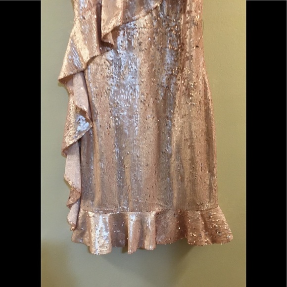 New Lulus Clementina Rose Gold Sequin Ruffled Dress ZZ - Picture 12 of 16